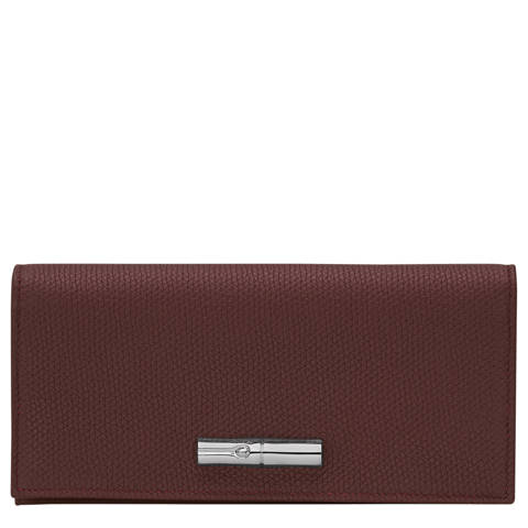Longchamp — Portefeuille long à rabat Le Roseau – Cuir - Bordeaux