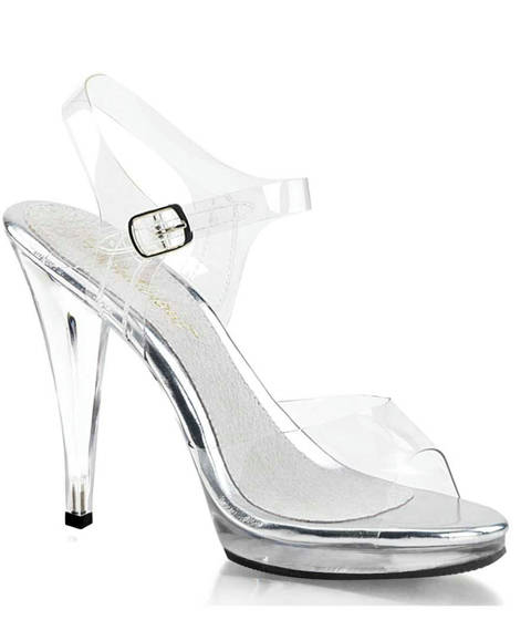 PLEASER Pink Label — Sandales Pleaser FLAIR-408 : Transparence Cristalline et Éclat Strass