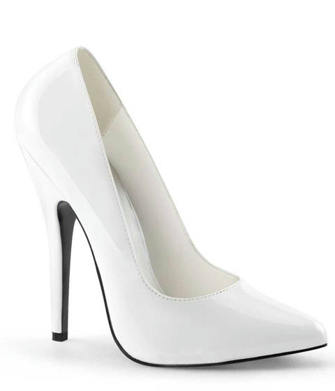 Devious — Escarpins Classiques DOMINA-420 Talon Stiletto 14 cm – Blanc vernis