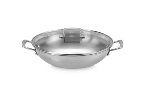 Le Creuset — Wok en inox avec couvercle