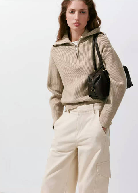 Mango — Pull-over zippé côtelé