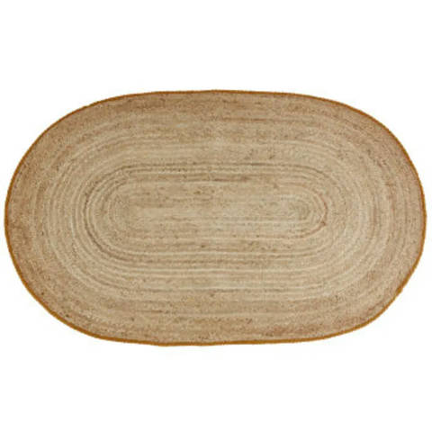 Maisons du Monde — Tapis ovale en jute tressé et coton ocre, 90x150 cm Twist