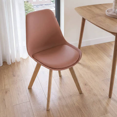 Maisons du Monde — Chaise terracotta et pieds en bois d'hévéa Ice
