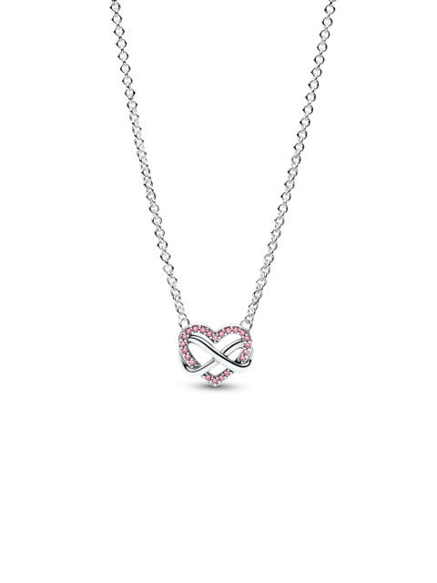 Pandora — Collier cœur de l'infini rose scintillant
