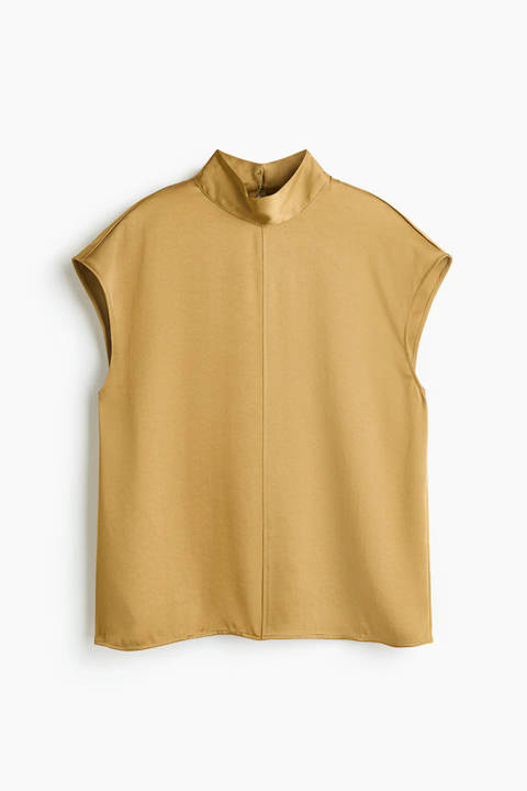 H&M — Blouse à col droit en satin