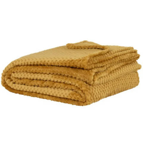 Maisons du Monde — Plaid polaire jaune moutarde 150x230 Hida