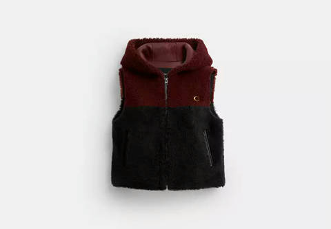 Coach — Coach Veste Boxy En Shearling Avec Capuche