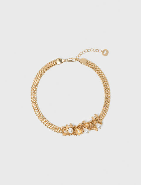 Maje — Collier asymétrique à large chaine – Dore