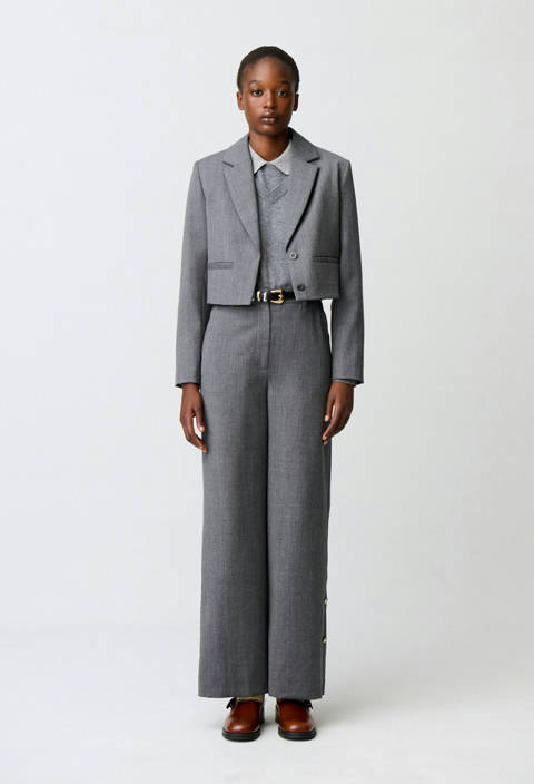 Claudie Pierlot — Pantalon laine vierge – Gris chine