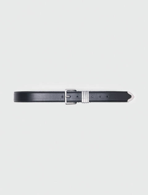 Maje — Ceinture en cuir lisse – Noir