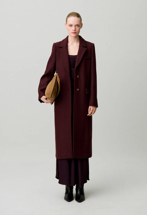 Claudie Pierlot — Manteau long laine mélangée – Bordeaux