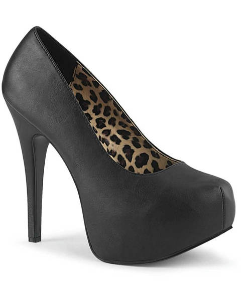PLEASER Pink Label — Escarpins à Plateforme Cachée TEEZE-06W - Spécial Pieds Larges – Noir Mat