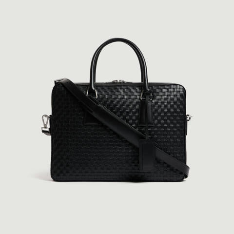 Sandro — Briefcase en cuir tressé – Noir