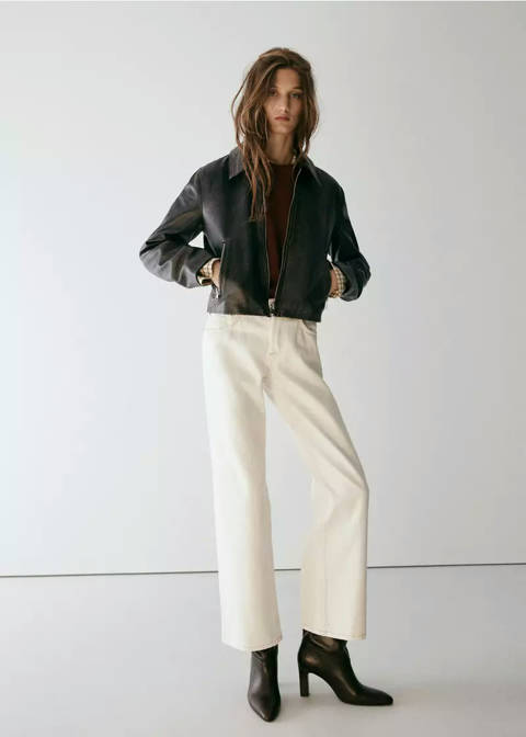 Mango — Veste cuir revers