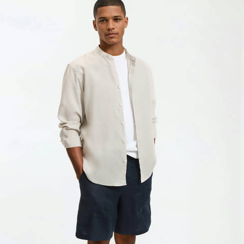 La Redoute Collections — Chemise droite, col mao en lin, Signature AURELE