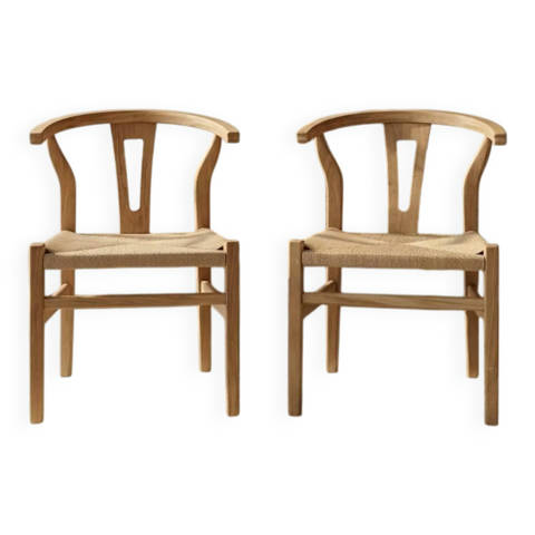 Selency — Paire de chaises style "Wishbone" – Chêne & cordage