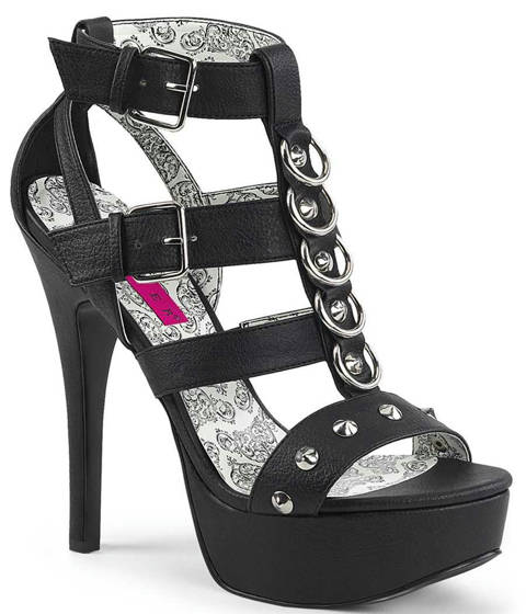 PLEASER Pink Label — Sandales Plateformes TEEZE-42W : Style Rock, Anneaux et Clous