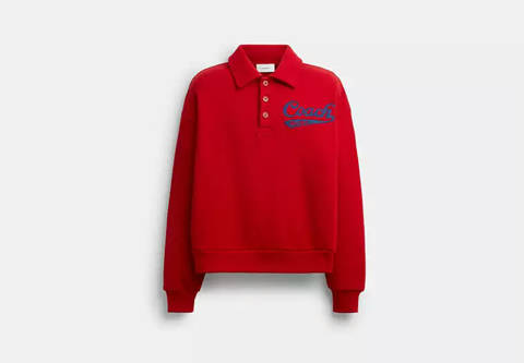 Coach — Coach Sweat-shirt Polo Décontracté À Manches Longues Sporty Script