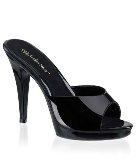 PLEASER Pink Label — Mules Noir Vernis FLAIR-401-2 : Chic Intemporel et Confort Stiletto