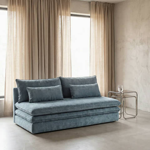 Maisons du Monde — Canapé convertible 2/3 places bleu canard Clio