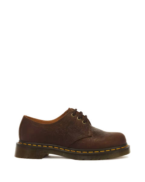 Dr. Martens — Chaussures 1461 Floral Emboss en Cuir Crazy Horse à 3 Œillets