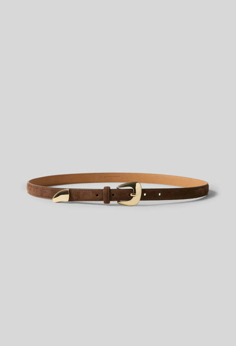 Claudie Pierlot — Ceinture cuir suède boucle – Chocolat
