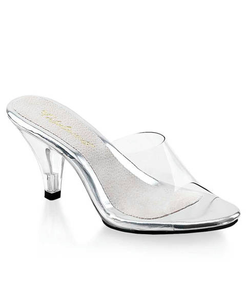 PLEASER Pink Label — Mules Transparentes BELLE-301 : Petit Talon Chic et Confort Fabulicious – Transparent