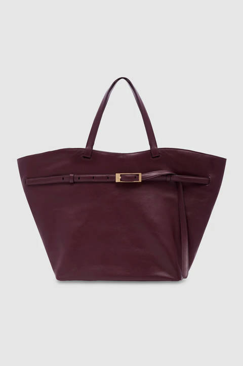 Anine Bing — Elly Tote Grained Leather - Fig
