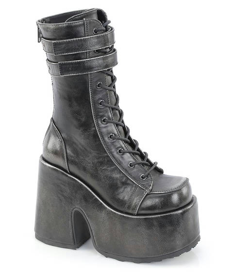 DEMONIA Cult — Bottines Demonia CAMEL-250 – Noir Vernis