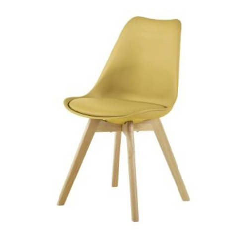 Maisons du Monde — Chaise style scandinave jaune ocre et hévéa Ice