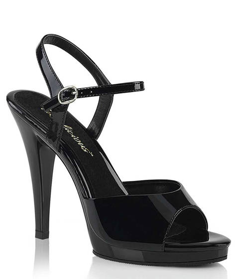 PLEASER Pink Label — Sandales Vernies FLAIR-409 : L'Élégance Noire Intemporelle