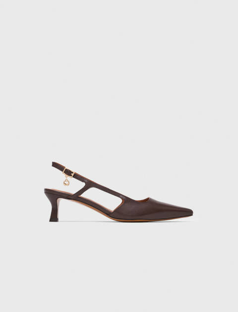 Maje — Slingbacks en cuir – Marron