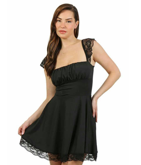Soisbelle — L'Obscure Séduction : Robe Évasée Noire à Dentelle Festonnée