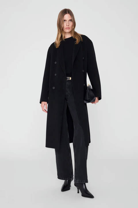Anine Bing — Sana Coat - Black Cashmere Blend
