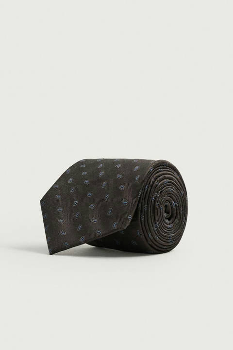 Zara — Cravate jacquard à motif cachemire 100% soie