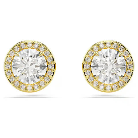 Swarovski — Swarovski Clous d'oreilles Una Angelic Taille ronde, Ton doré, Doré à l’or 18 carats (750/1000)
