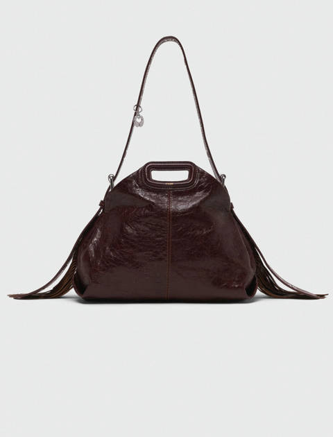 Maje — Sac Miss M en cuir craquelé – Marron fonce
