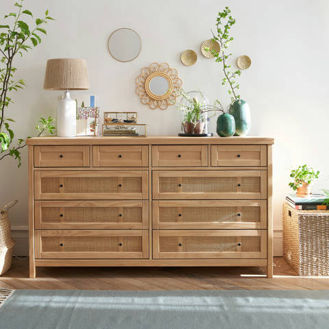 La Redoute Interieurs — Commode en pin massif et cannage 10 tiroirs, Gabin