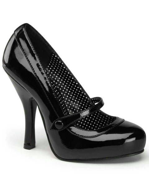 PINUP Couture — Escarpins Mary Jane CUTIEPIE-02 à Plateforme Cachée – Noir Vernis
