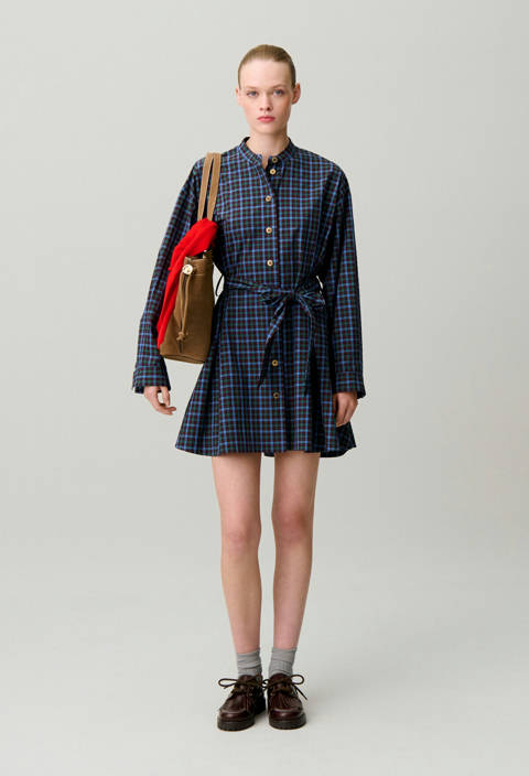 Claudie Pierlot — Robe chemise coton carreaux – Multico
