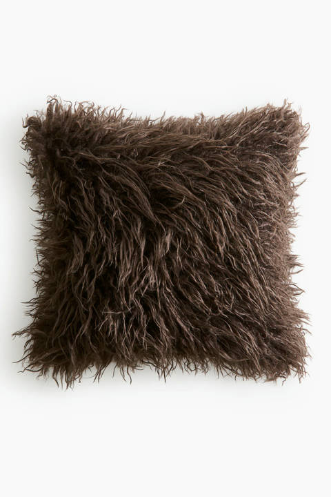 H&M Home — Housse de coussin duveteuse – Marron foncé/Crème