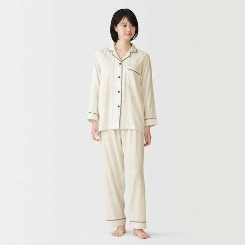 MUJI — Pyjama femme en coton léger à manches longues