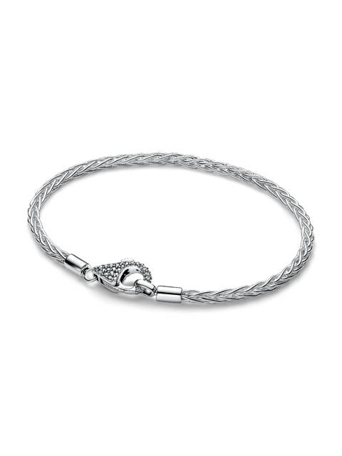Pandora — Bracelet a charms maille queue de renard fermoir pave