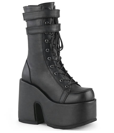 DEMONIA Cult — Bottines Demonia CAMEL-250 – Noir Mat