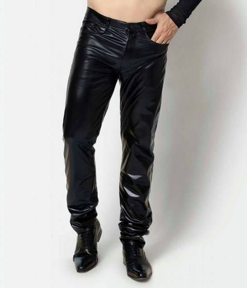 Catanzaro — Pantalon Cigarette en Wetlook Noir Shawn Homme