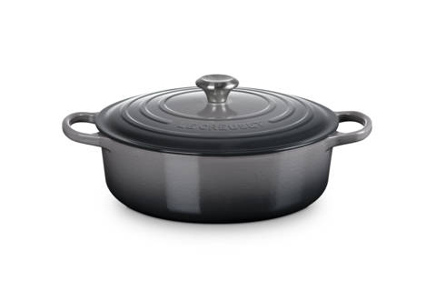 Le Creuset — Cocotte ronde basse en fonte émaillée Bouton Signature