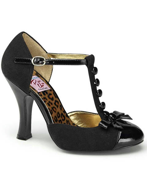 PINUP Couture — Escarpins D'Orsay SMITTEN-10 à Bride en T et Mini Nœud – Noir