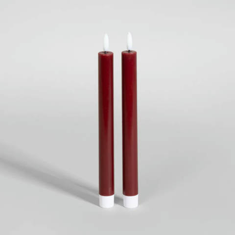 Maisons du Monde — Bougies longues LED en cire rouge (x2)