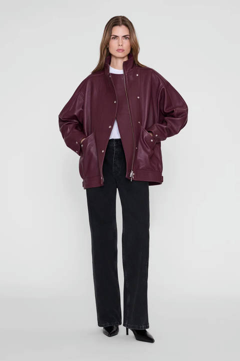 Anine Bing — Sandy Jacket - Burgundy Leather