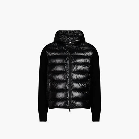MONCLER — Gilet bi-matière en laine et cachemire MONCLER CARDIGAN